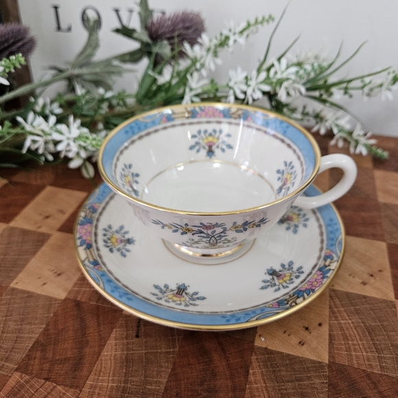 Blue Tree Lenox Tea Cup and Saucer vintage Discontinued Pattern - Picture 2 of 13